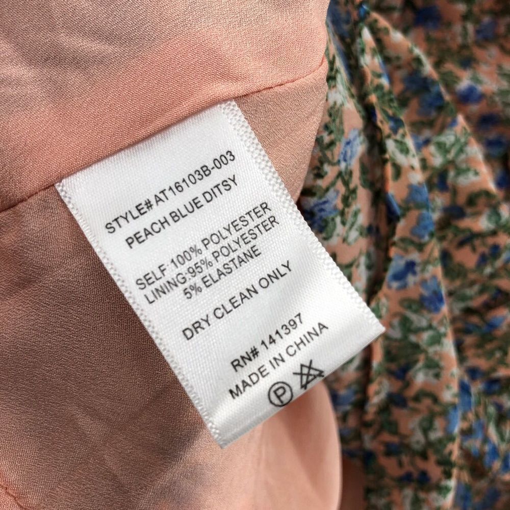 ASTR The Label Ruffle Ruched Short Sleeve Top PEACH BLUE DITSY M - Picture 5 of 8